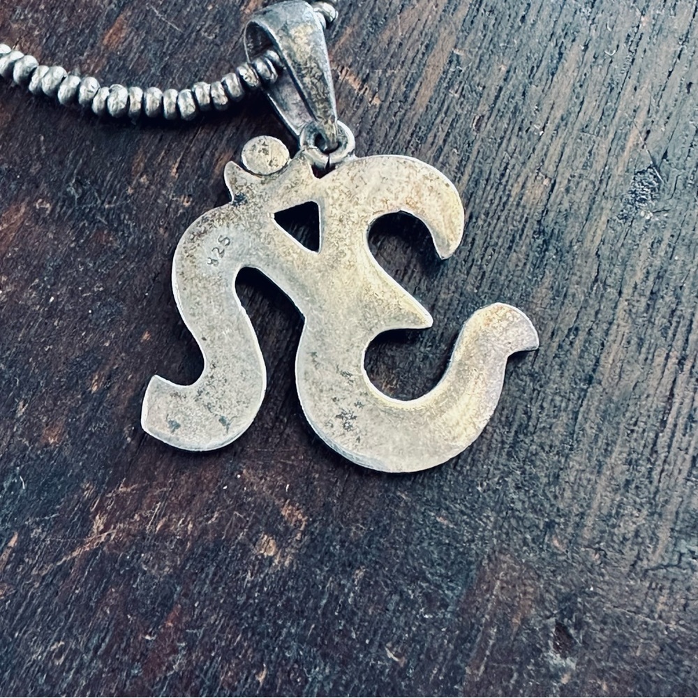 Sterling Silver Ohm Pendant and Beaded Chain 16” - Picture 9 of 15
